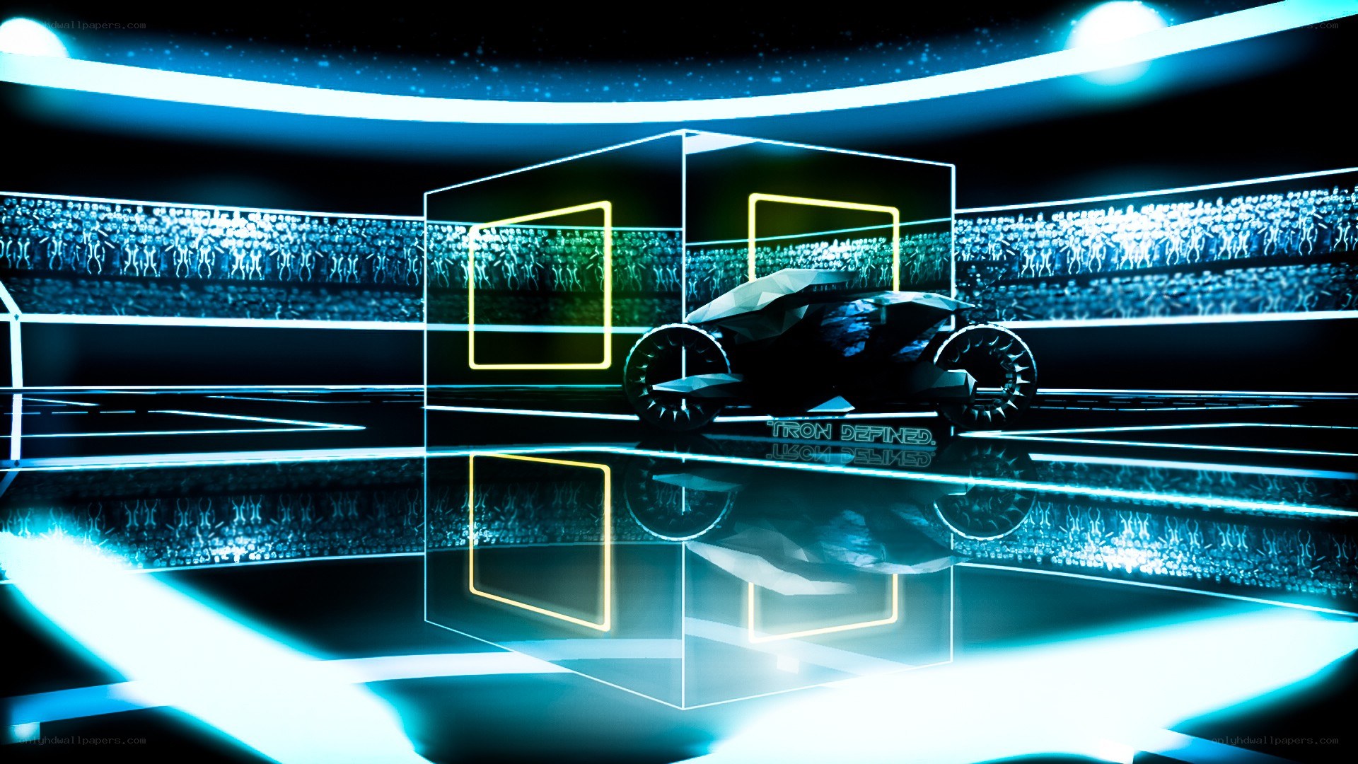 futuristic vehicle in digital arena