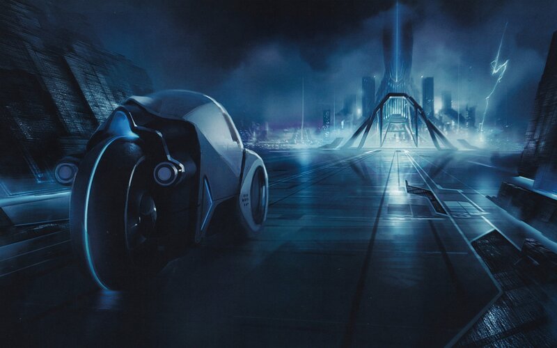 futuristic vehicle in digital city