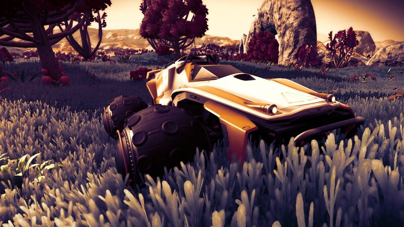 Futuristic Vehicle in Field — White