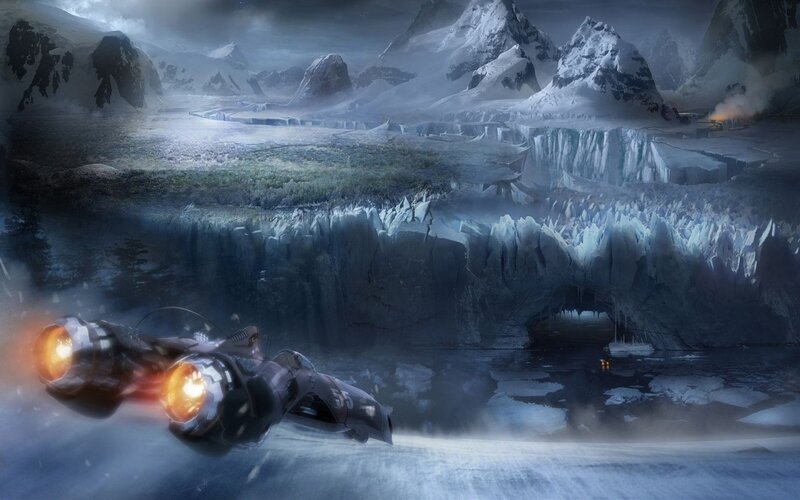 Futuristic Vehicle in Ice — Blue