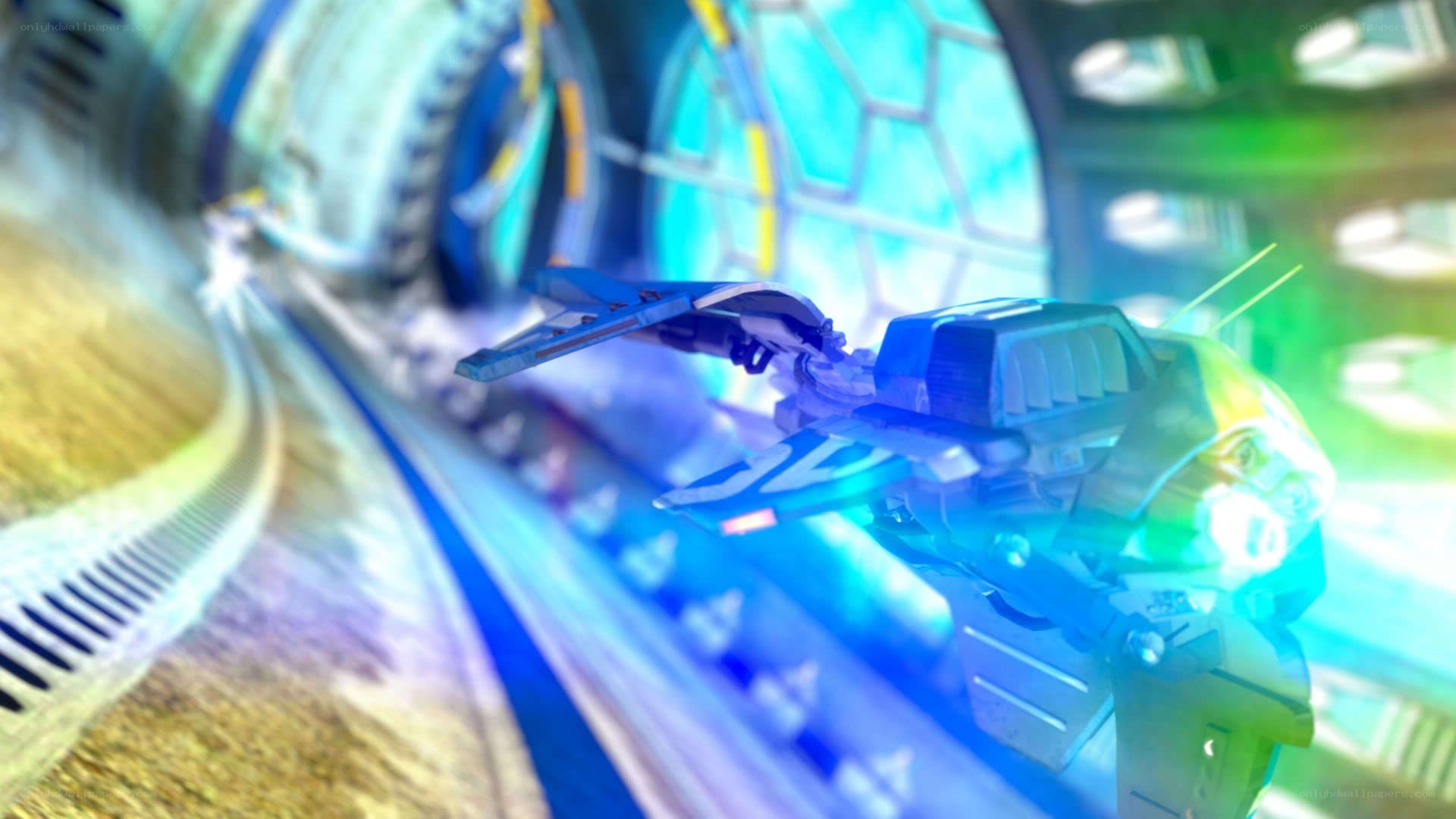 futuristic vehicle in tunnel