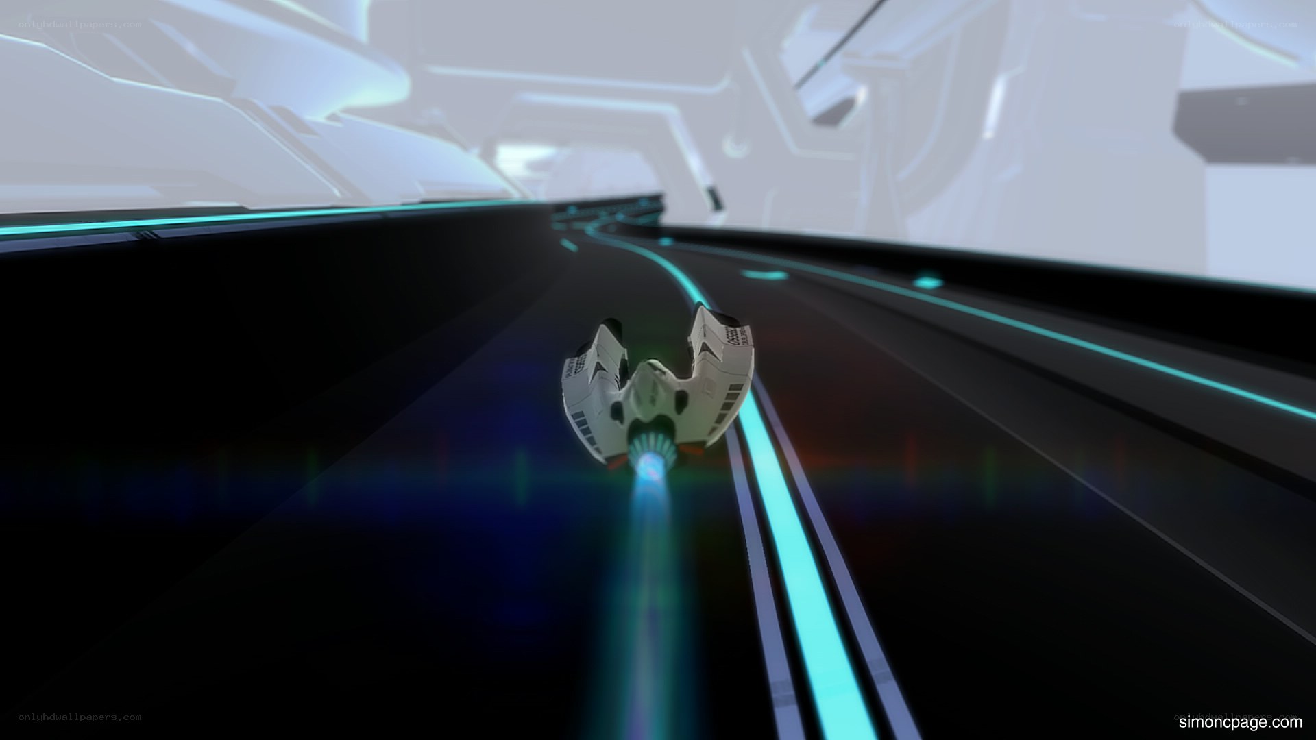 futuristic vehicle on a glowing track