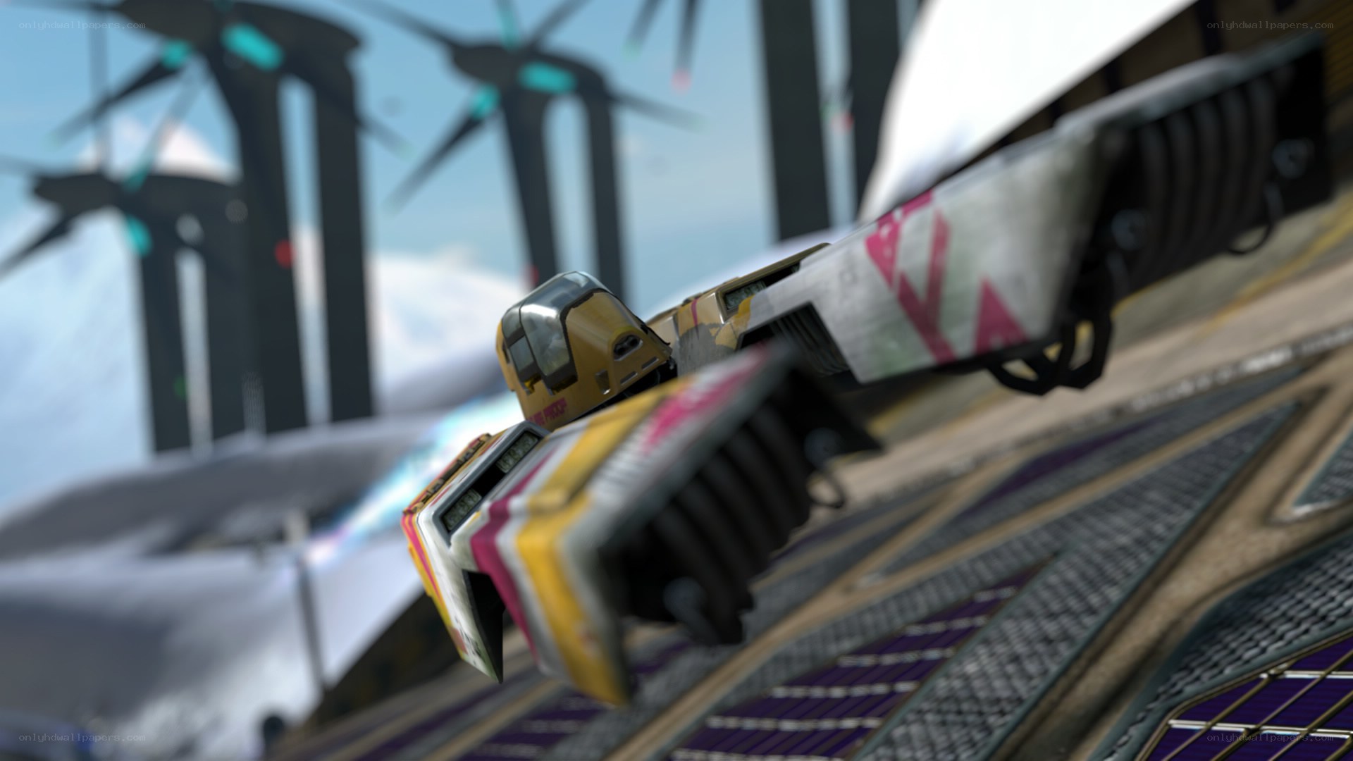 futuristic vehicle on a track