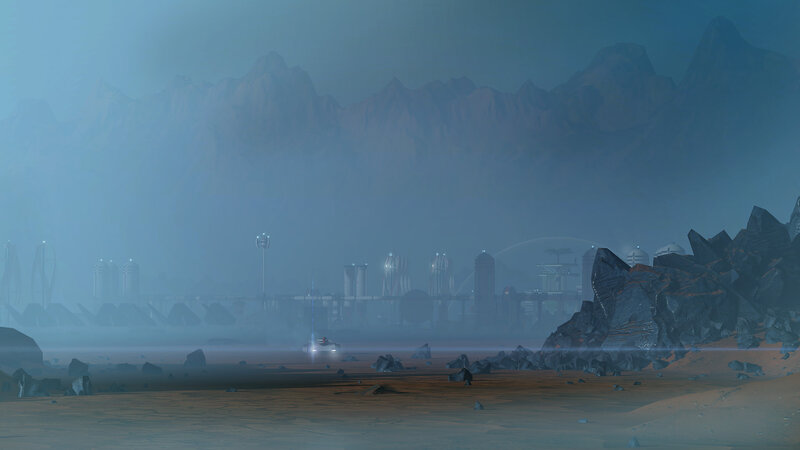 Futuristic Vehicle on Alien Planet — Blue