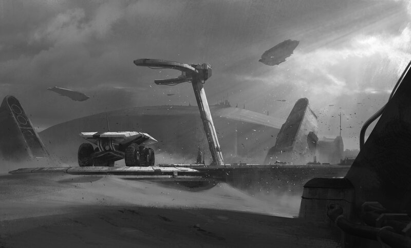 Futuristic Vehicle on Desert