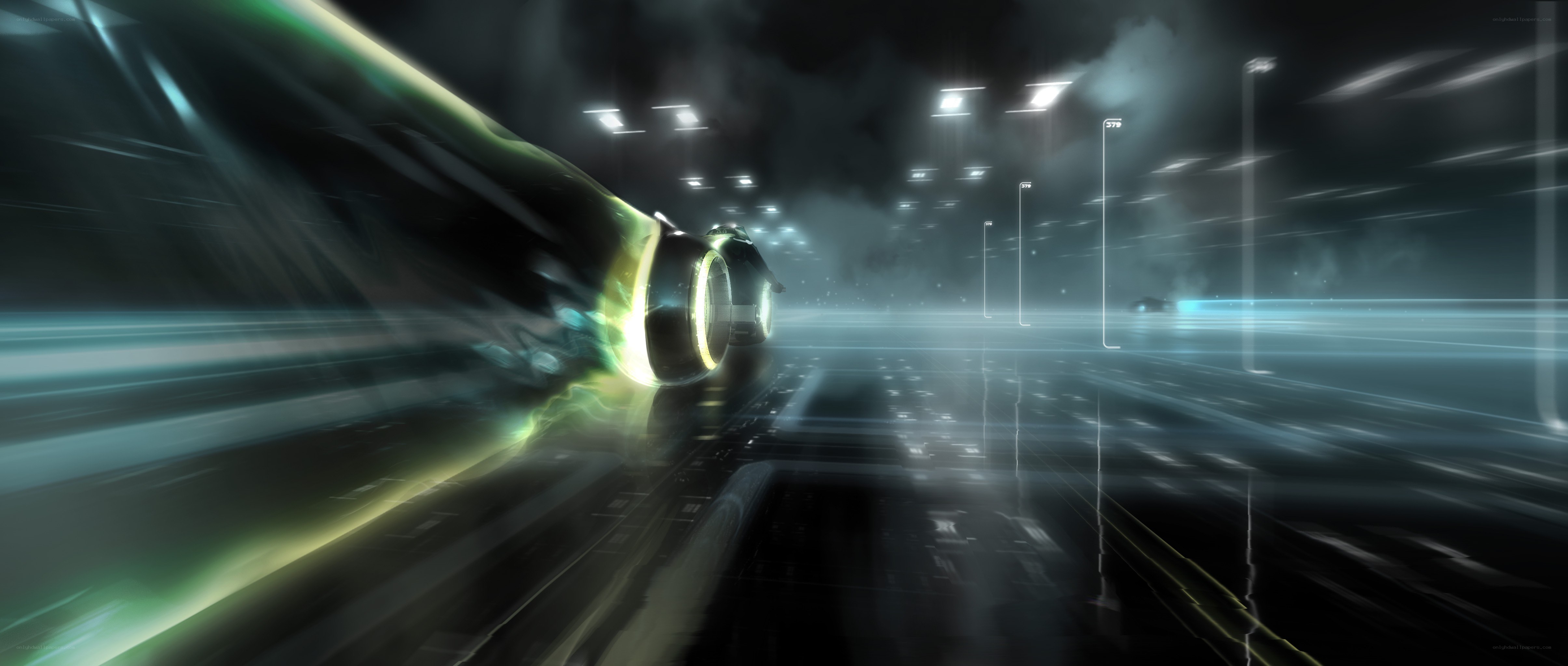 futuristic vehicle on digital track