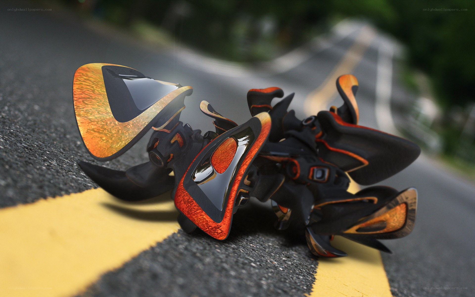 futuristic vehicle on road