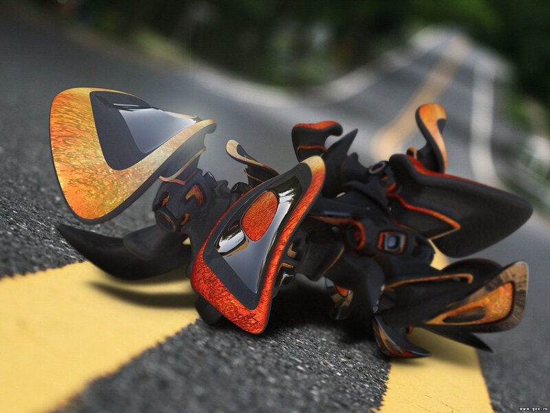 futuristic vehicle on road