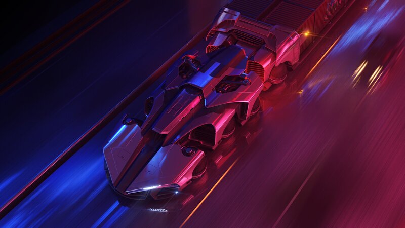 Futuristic Vehicle on Road — Blue