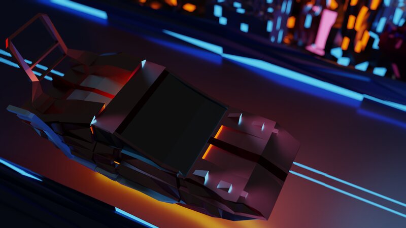 Futuristic Vehicle on Track — Blue, Dark