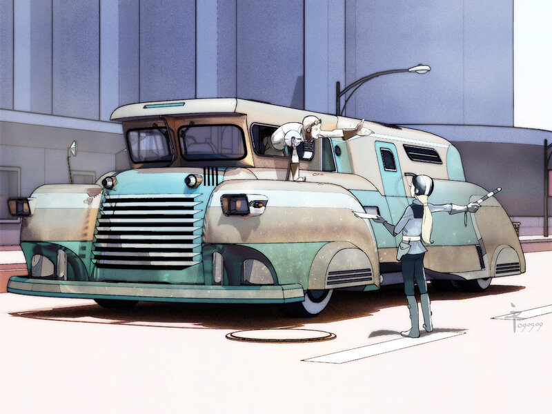 Futuristic vehicle scene