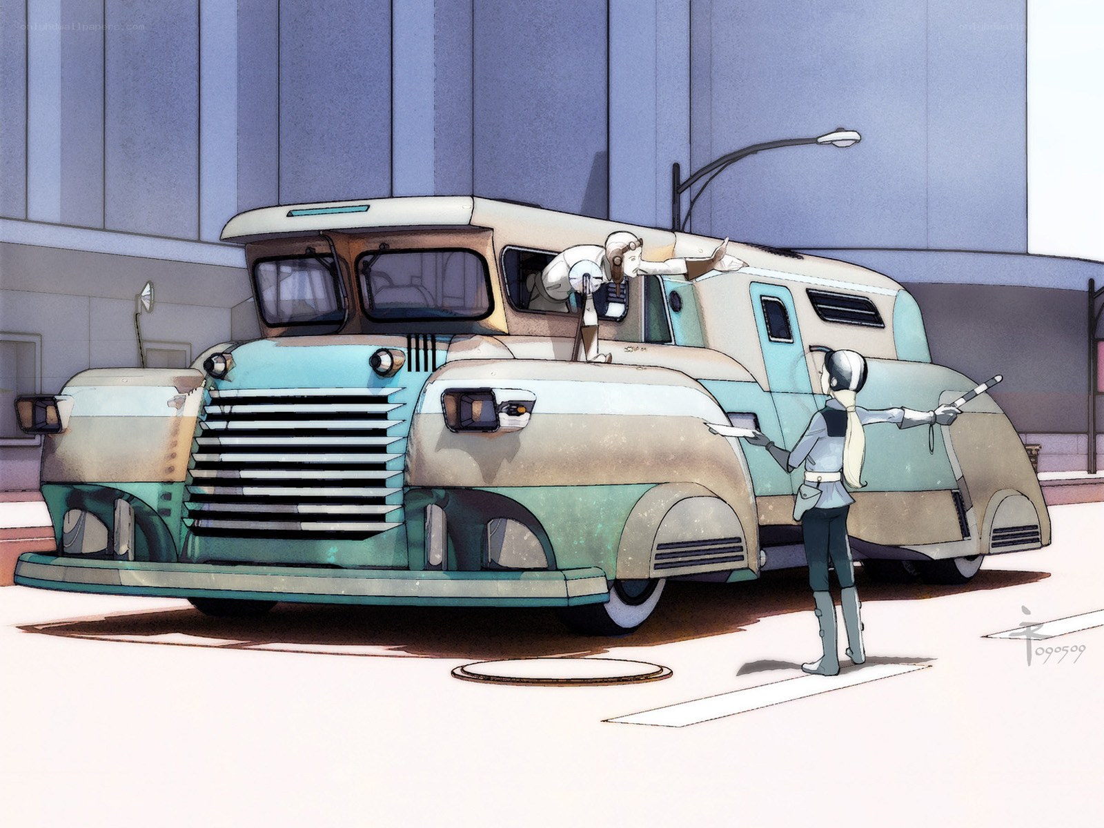 Futuristic vehicle scene