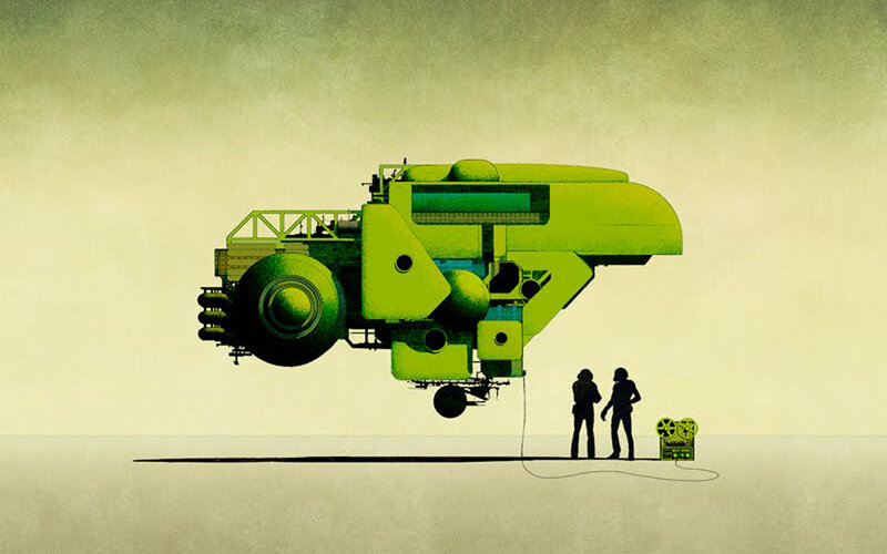 futuristic vehicle with crew