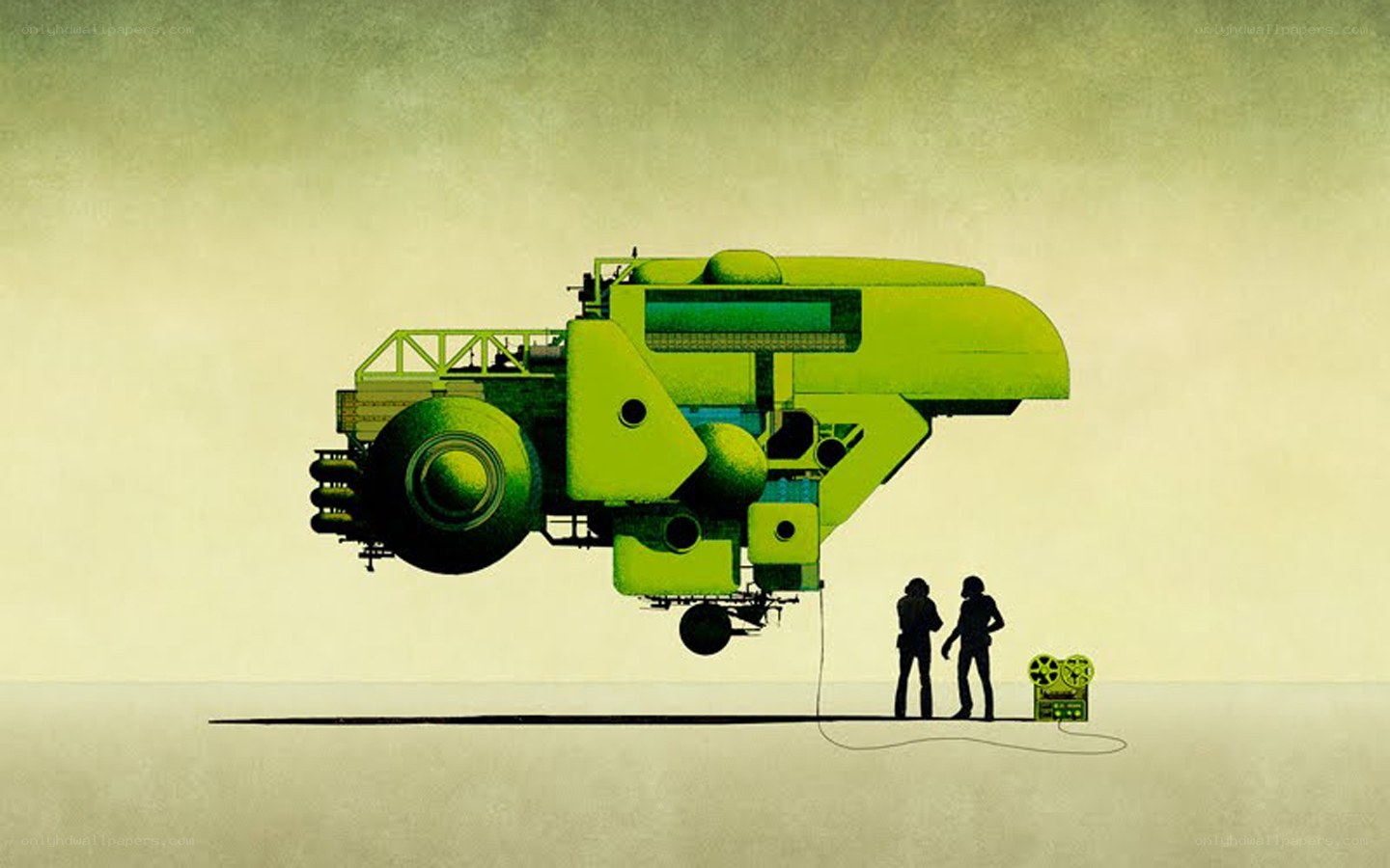 futuristic vehicle with crew