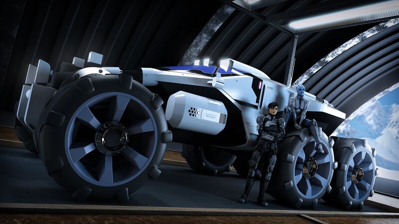 Futuristic Vehicle with Two Figures