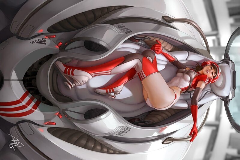 futuristic vehicle with woman