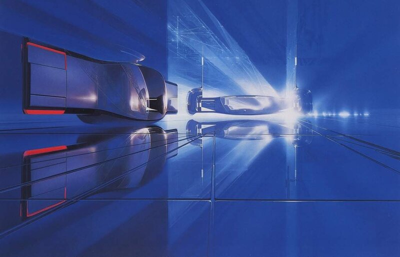 Futuristic Vehicles in Tunnel