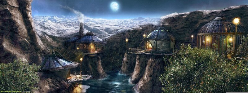 Futuristic Village in Canyon