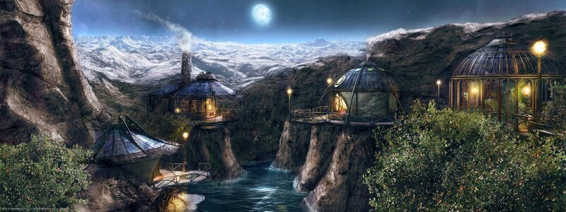 Futuristic Village on Cliffs