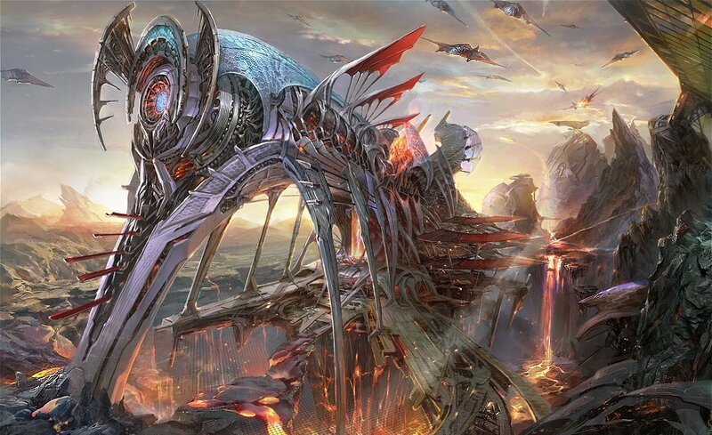 Futuristic war machine on alien planet
