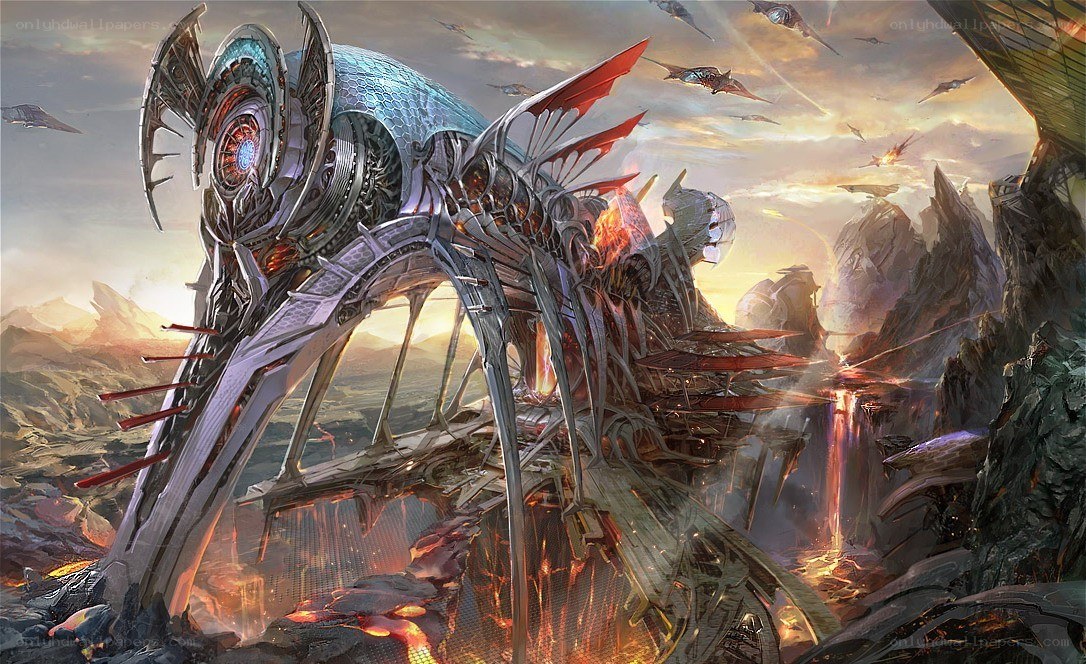 Futuristic war machine on alien planet