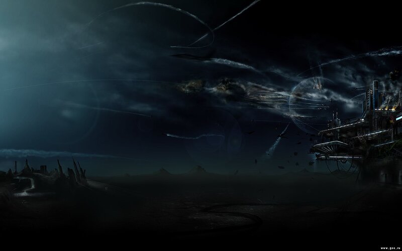 Futuristic War Scene — Black
