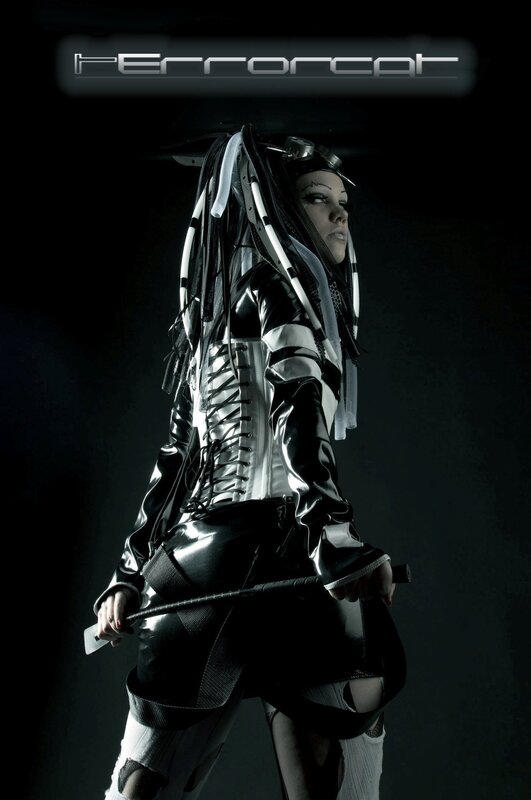 futuristic warrior in black and white