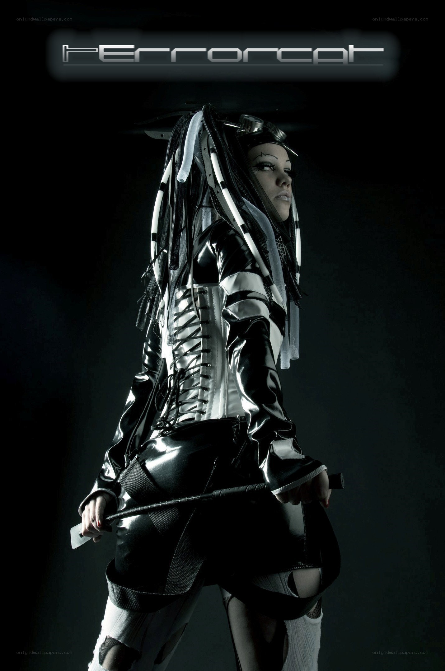 futuristic warrior in black and white
