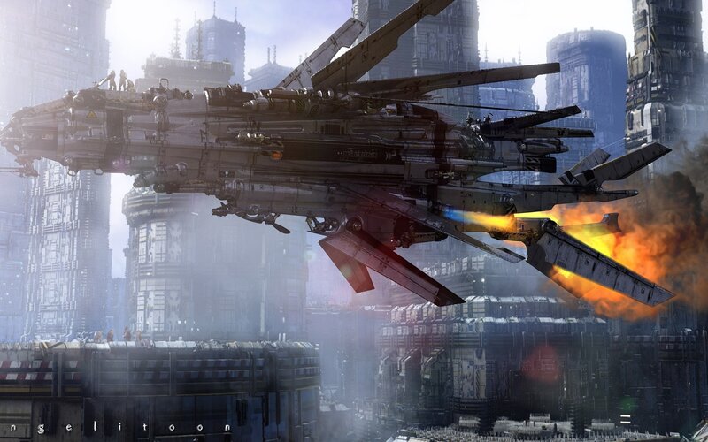 Futuristic Warship — Gray