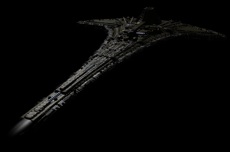 futuristic warship in space