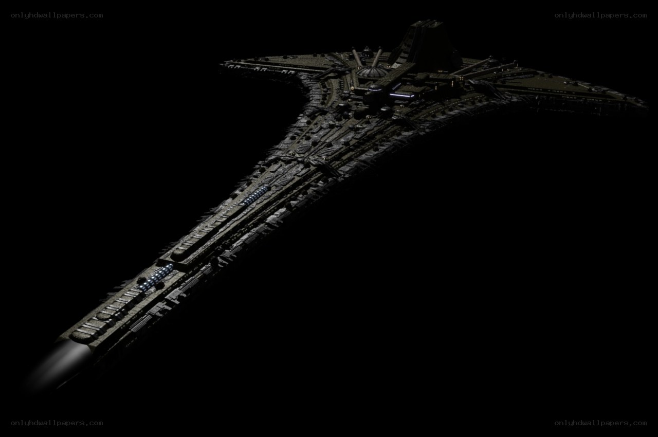 futuristic warship in space
