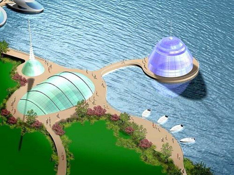 futuristic waterfront park