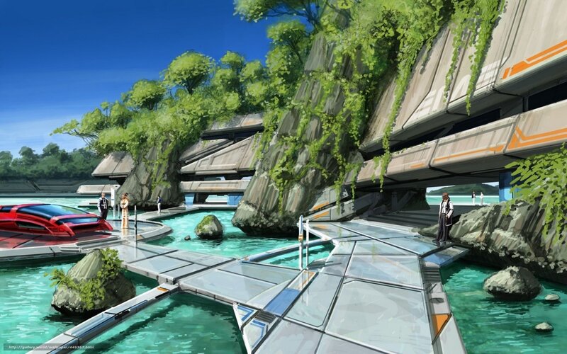 Futuristic waterfront settlement