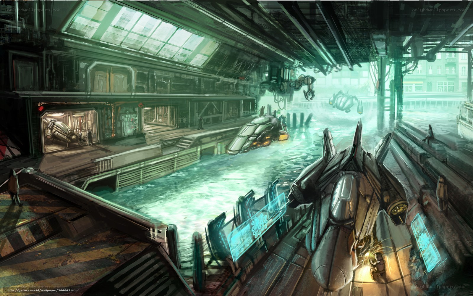futuristic waterway city