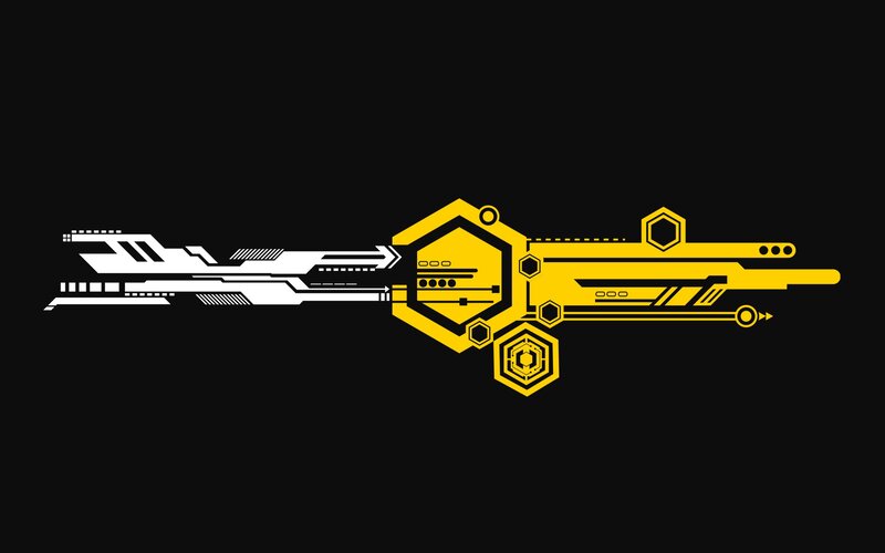Futuristic Weapon Design — Black, Technological, Vector Art