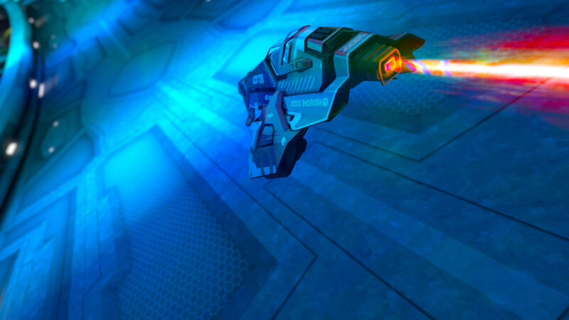 futuristic weapon firing