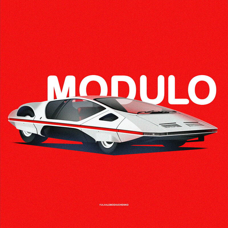Futuristic White Car — Red