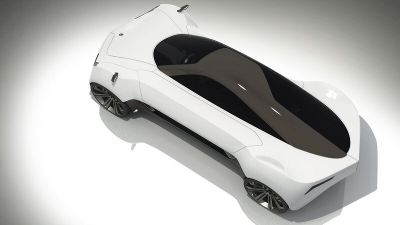 futuristic white concept car