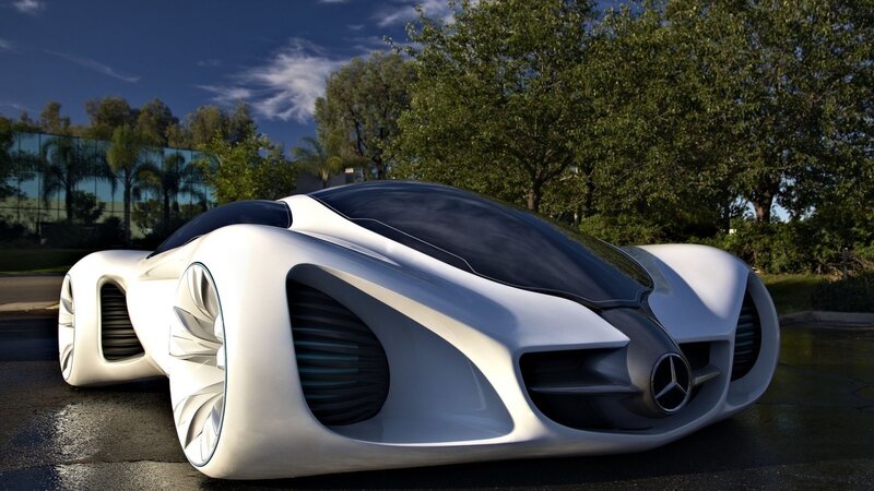 futuristic white concept car