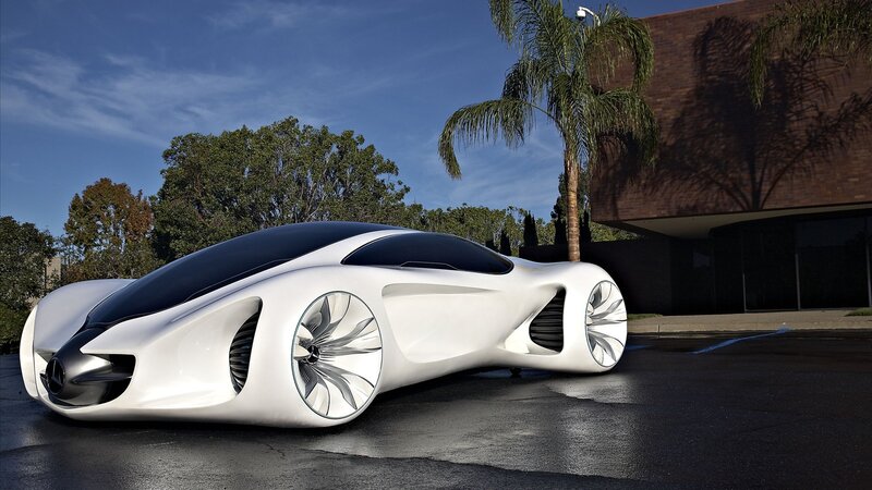 futuristic white concept car