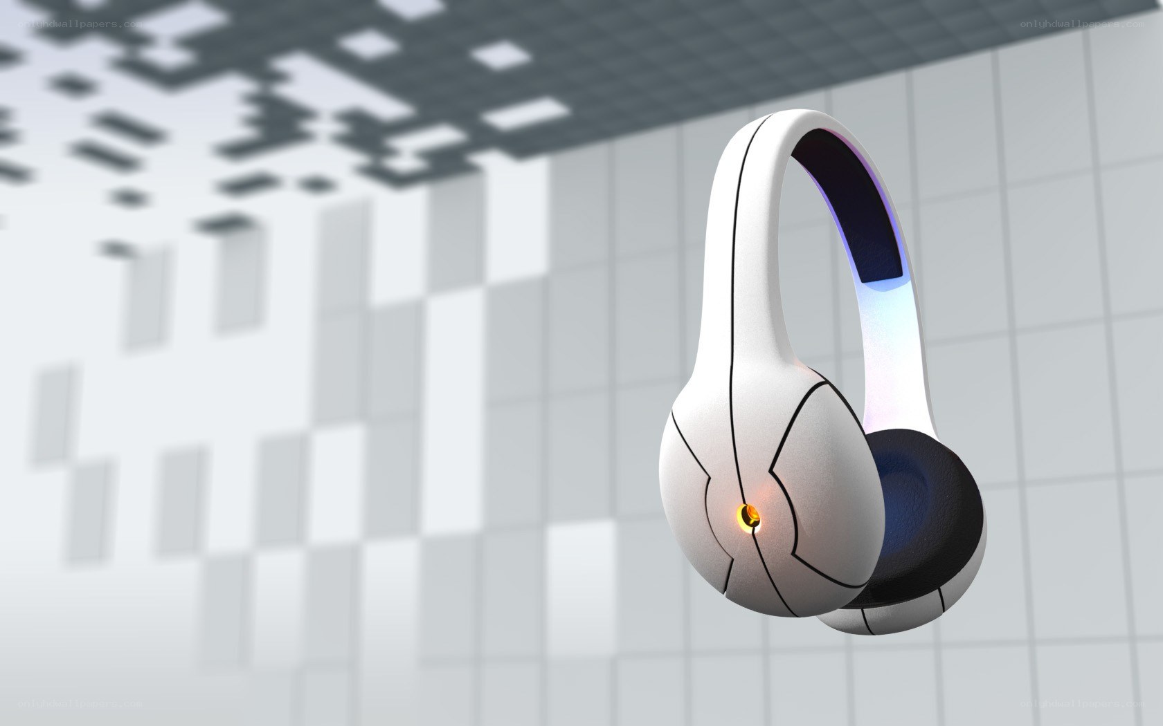 futuristic white headphones