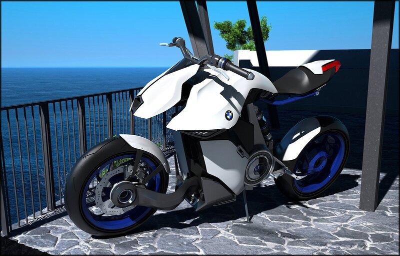futuristic white motorcycle