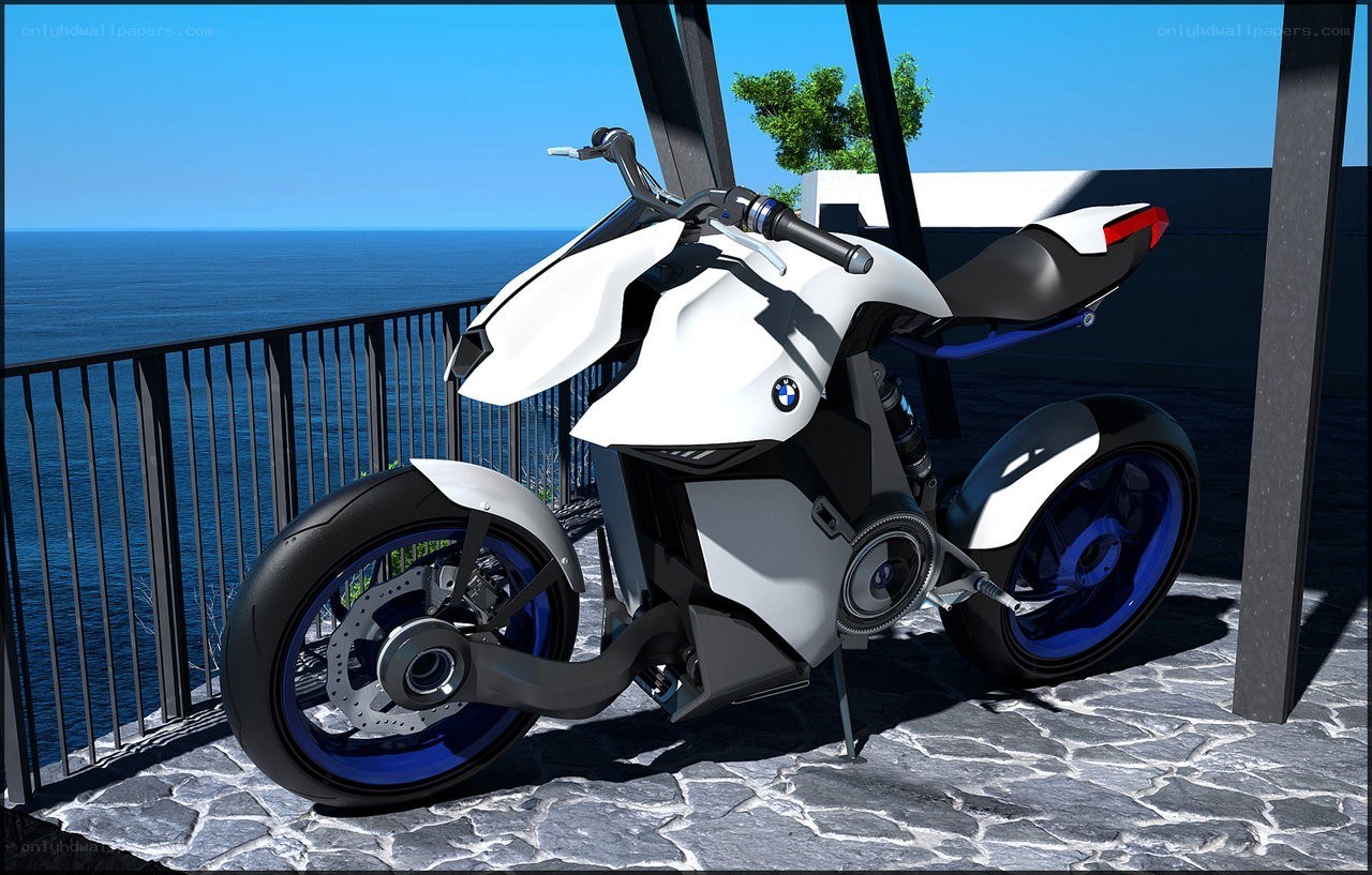 futuristic white motorcycle