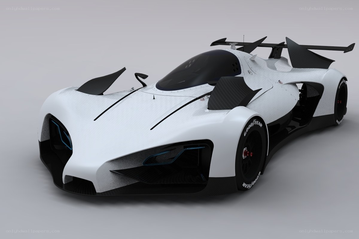 futuristic white race car