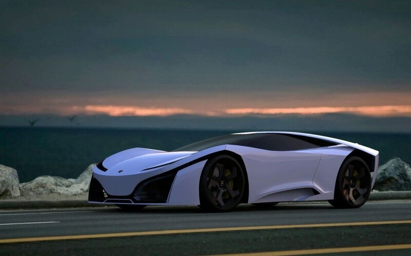futuristic white sports car