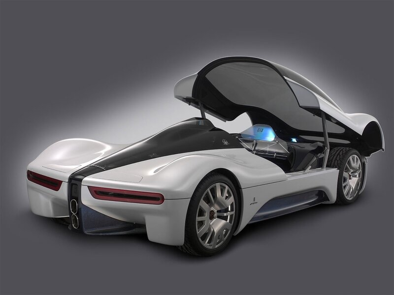 futuristic white sports car