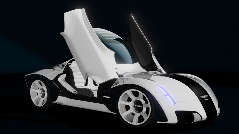 futuristic white sports car