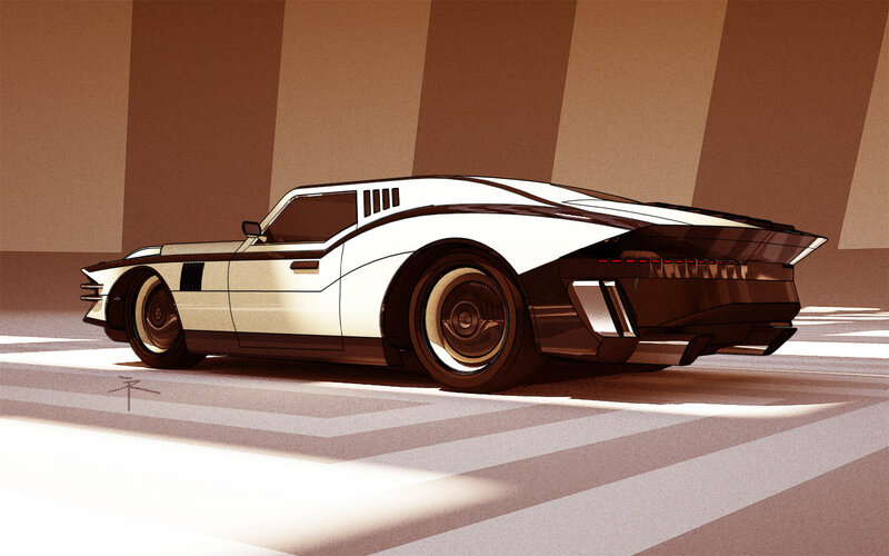 futuristic white sports car