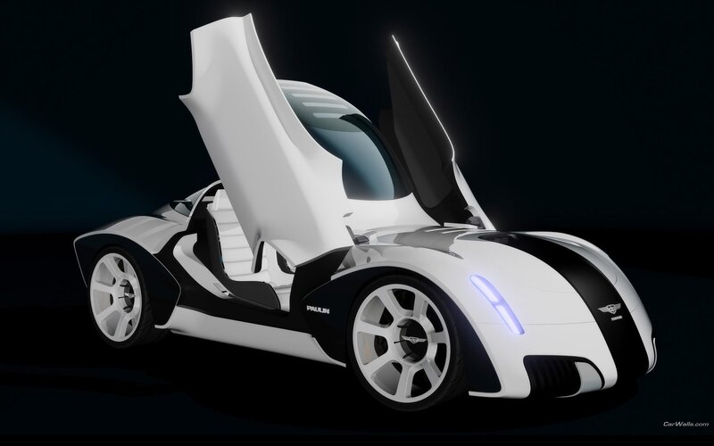 futuristic white sports car