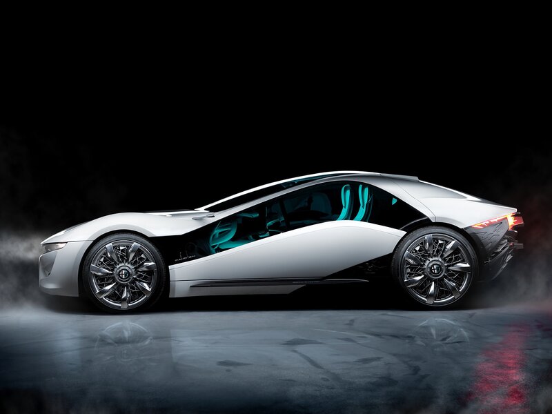 futuristic white sports car